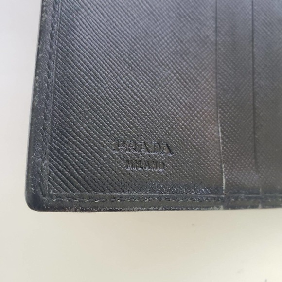 Prada Mens Bifold Wallet Black Leather Card Bill Coin Holder Made in Italy Mediu - Picture 4 of 15